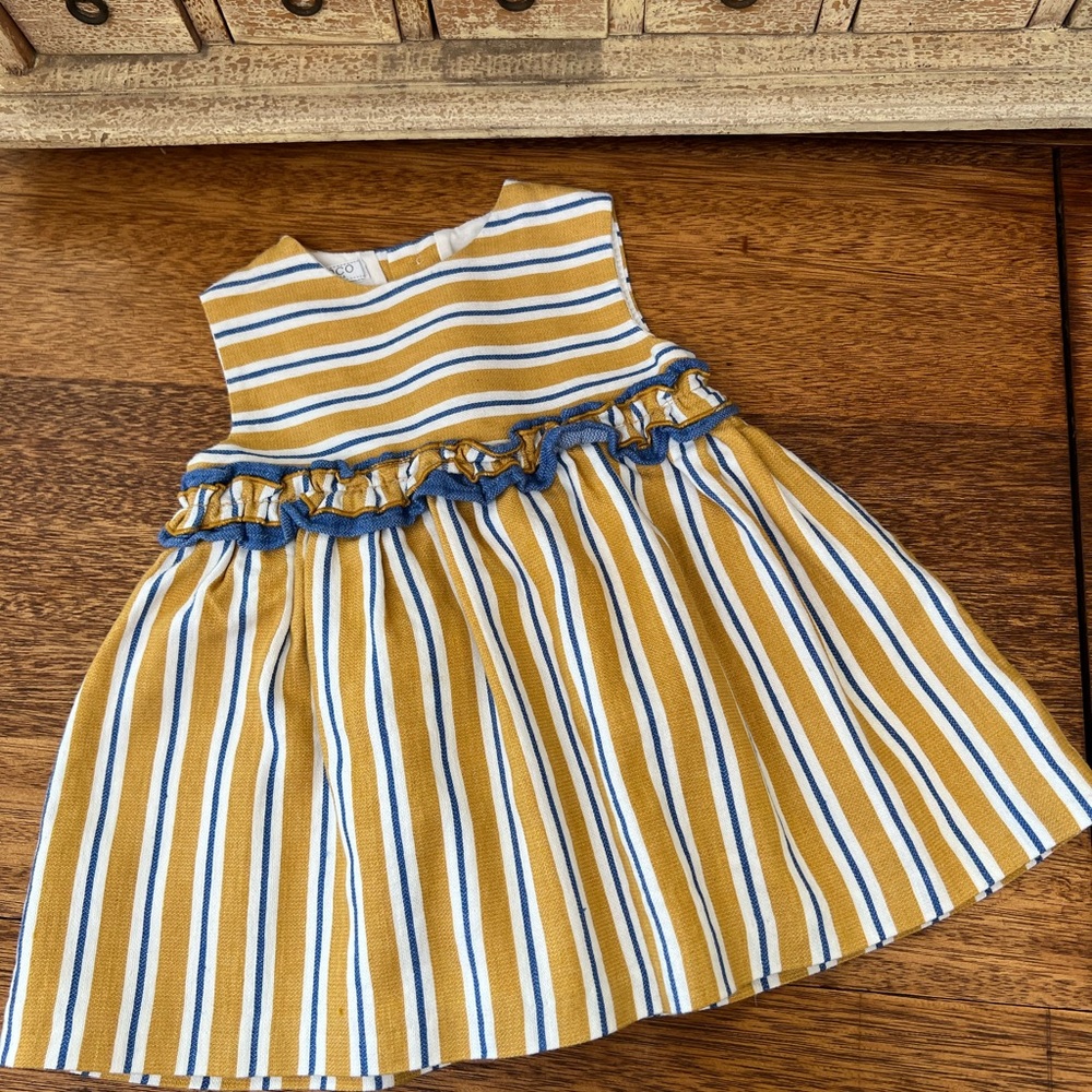 Coco Acqua baby dress mustard and blue cotton 1-3 months
Fully lined
